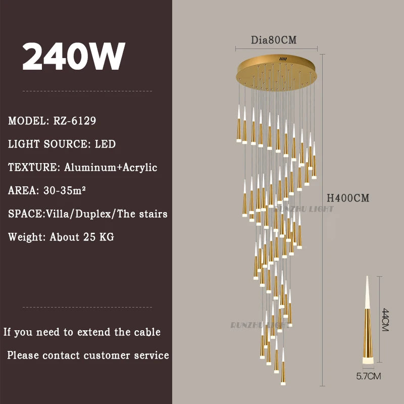 Meteor Shower Staircase Chandelier — Grand Villa Ceiling Light