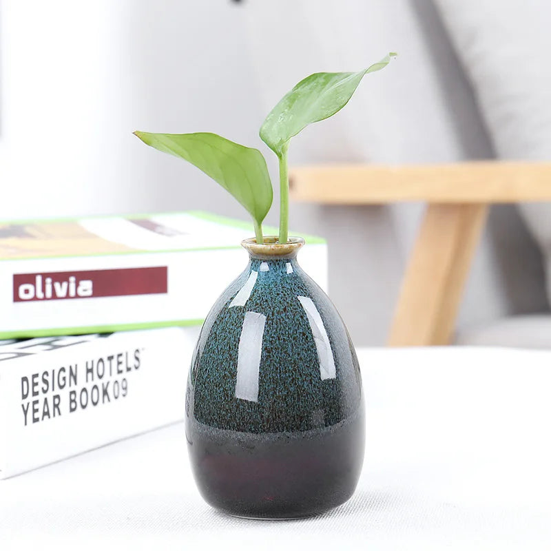 Glazed Ceramic Flower Vase — Modern Home Accent Craft Ornament