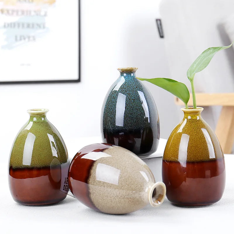 Glazed Ceramic Flower Vase — Modern Home Accent Craft Ornament