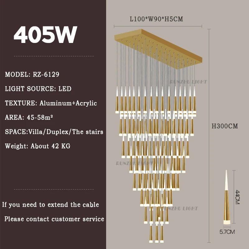 Meteor Shower Staircase Chandelier — Grand Villa Ceiling Light