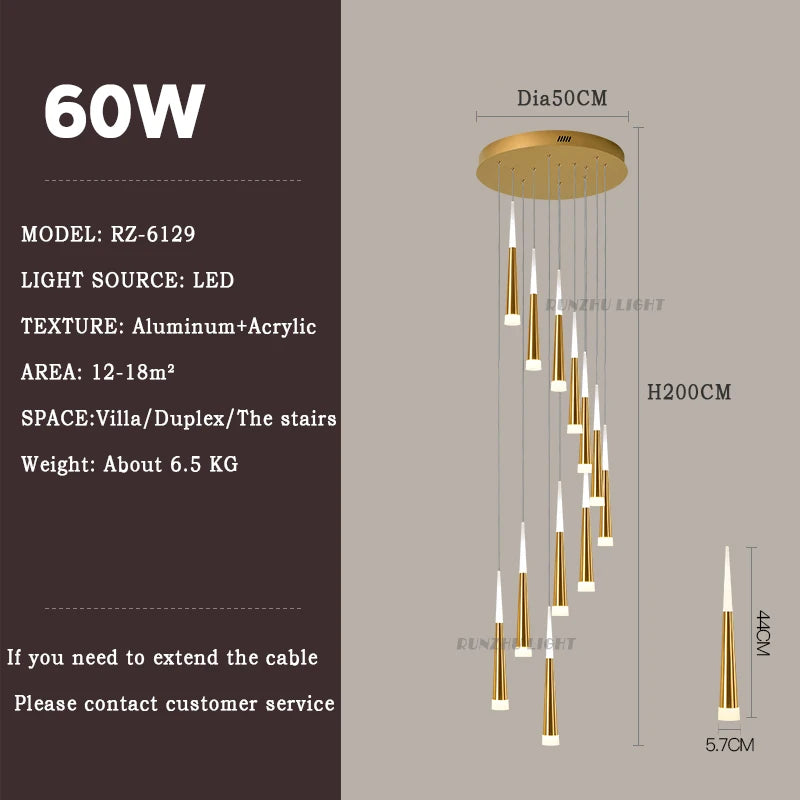Meteor Shower Staircase Chandelier — Grand Villa Ceiling Light