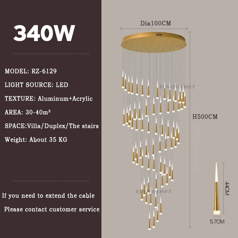 Meteor Shower Staircase Chandelier — Grand Villa Ceiling Light