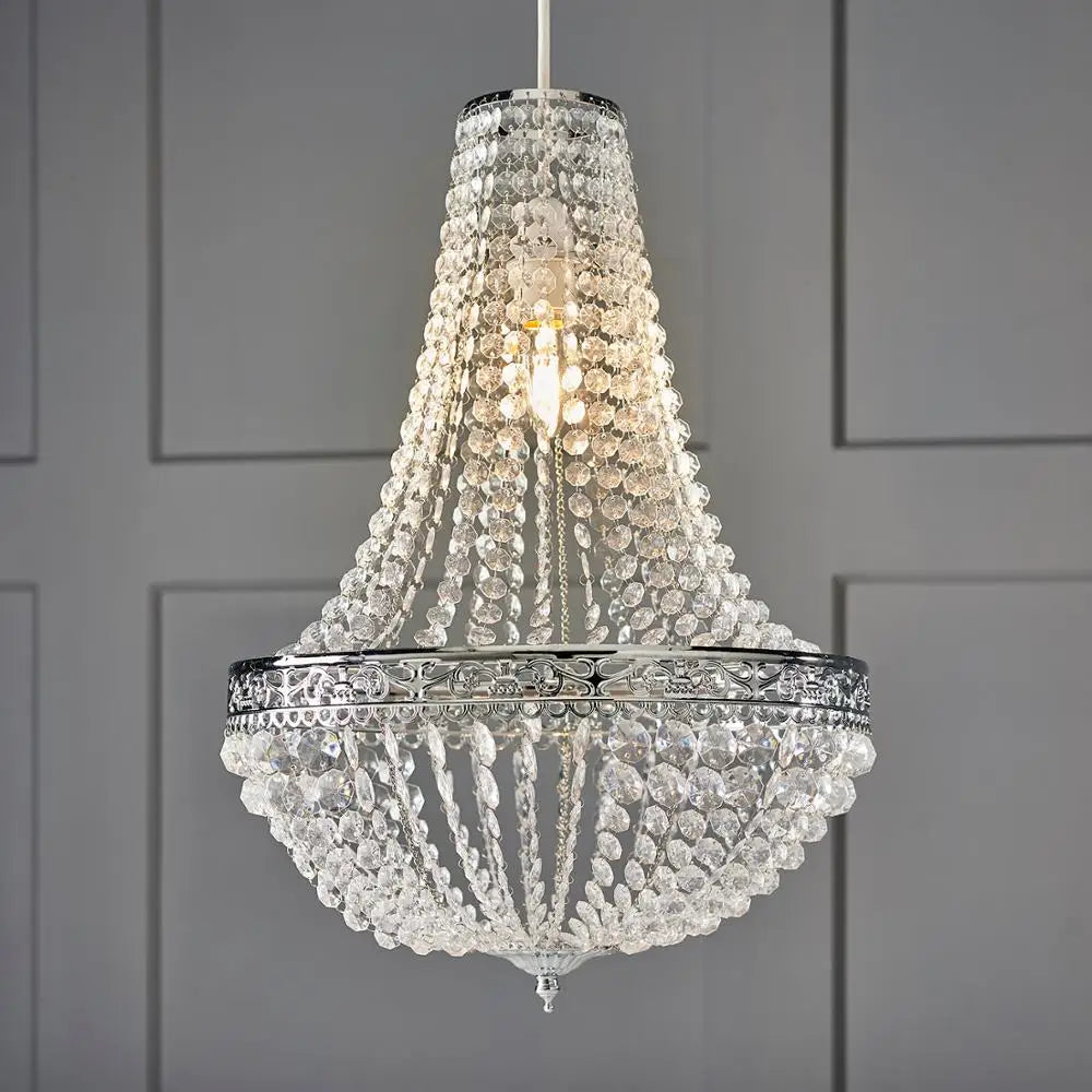 Vintage Crystal Charlotte Chandelier Shade — Regal Ceiling Light Fitting