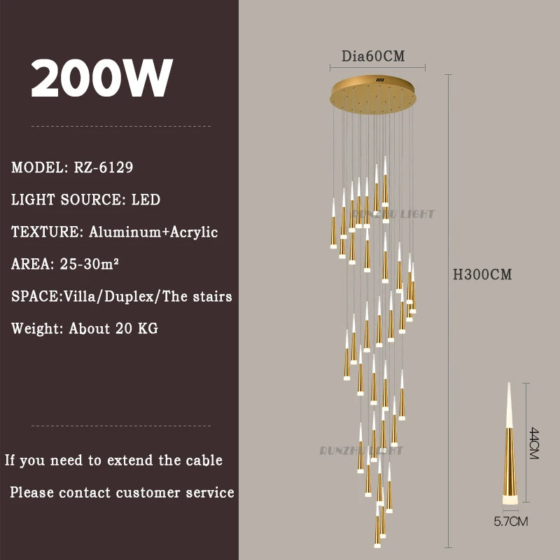 Meteor Shower Staircase Chandelier — Grand Villa Ceiling Light