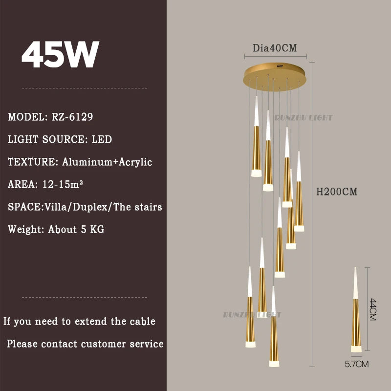 Meteor Shower Staircase Chandelier — Grand Villa Ceiling Light