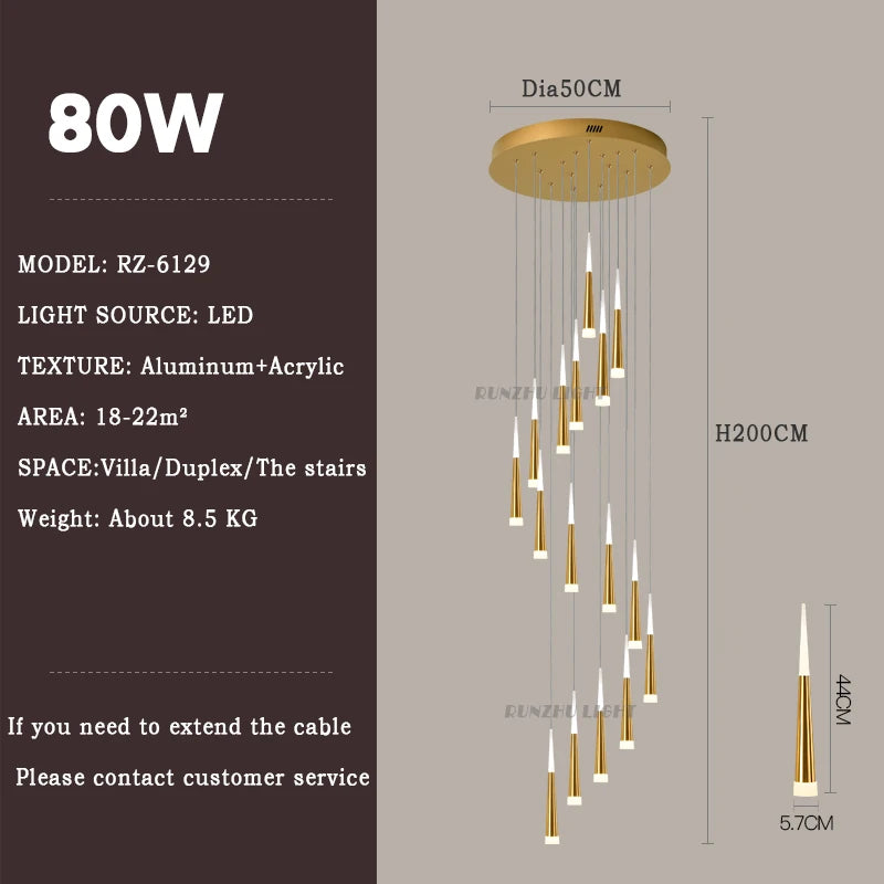 Meteor Shower Staircase Chandelier — Grand Villa Ceiling Light