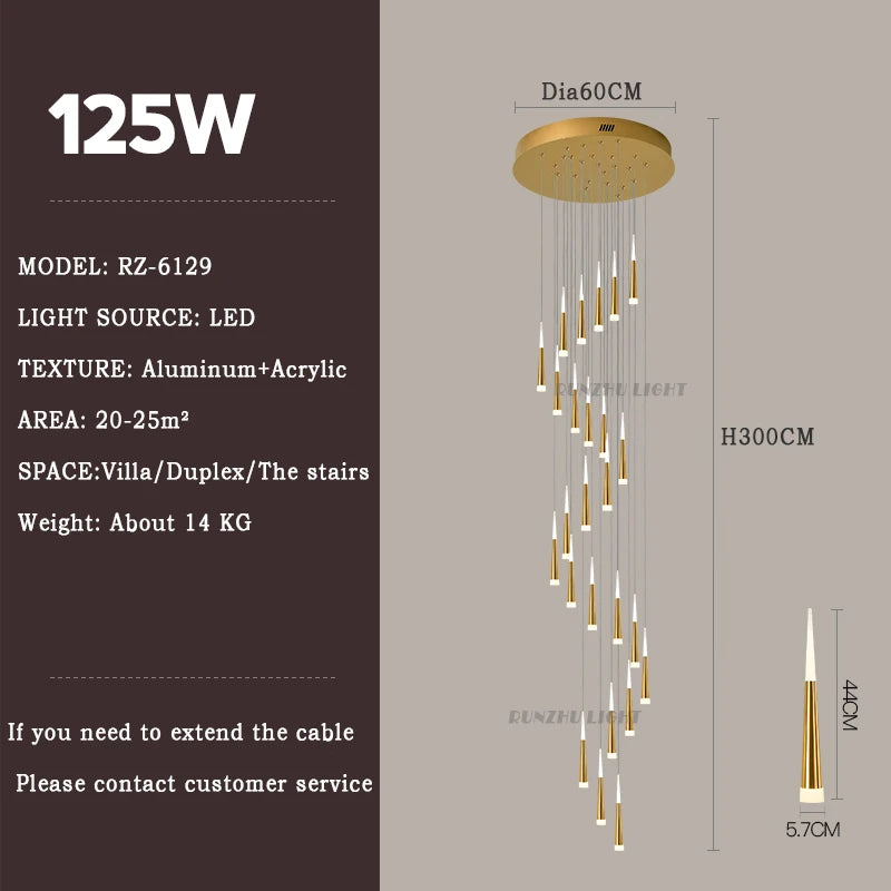 Meteor Shower Staircase Chandelier — Grand Villa Ceiling Light
