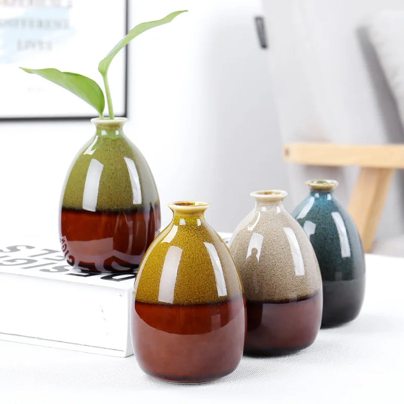 Glazed Ceramic Flower Vase — Modern Home Accent Craft Ornament