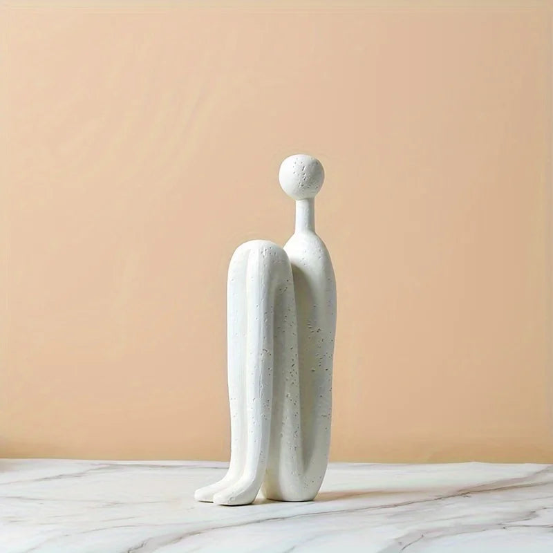 Back-to-Back Figures Ceramic Sculpture — Modern Vintage Abstract Decor