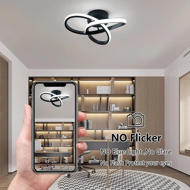 Modern Tri-Color LED Ceiling Light — Surface-Mount Bedroom & Dining Fixture