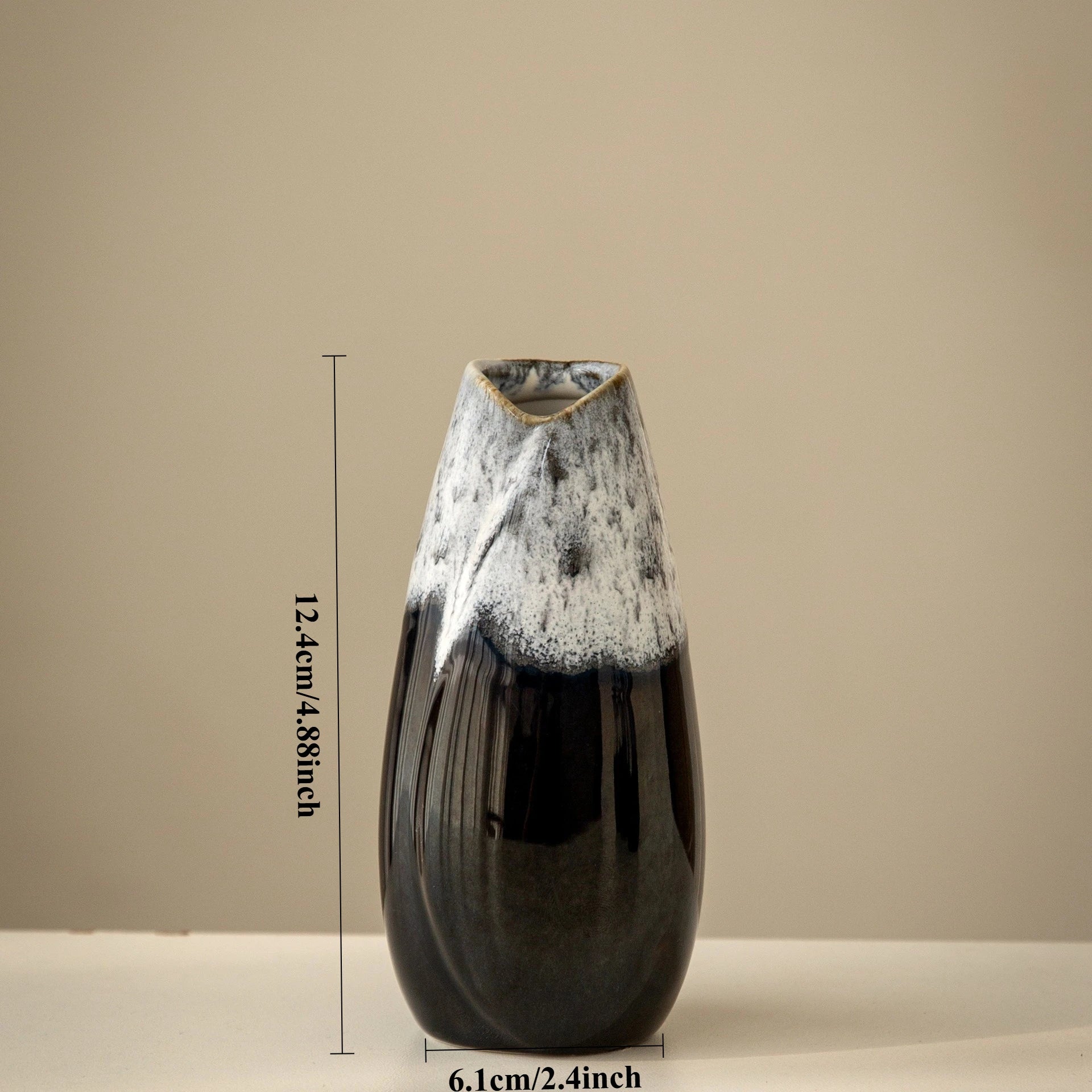 Japanese Kiln-Glazed Ceramic Vase — Handmade Retro Foyer Vessel