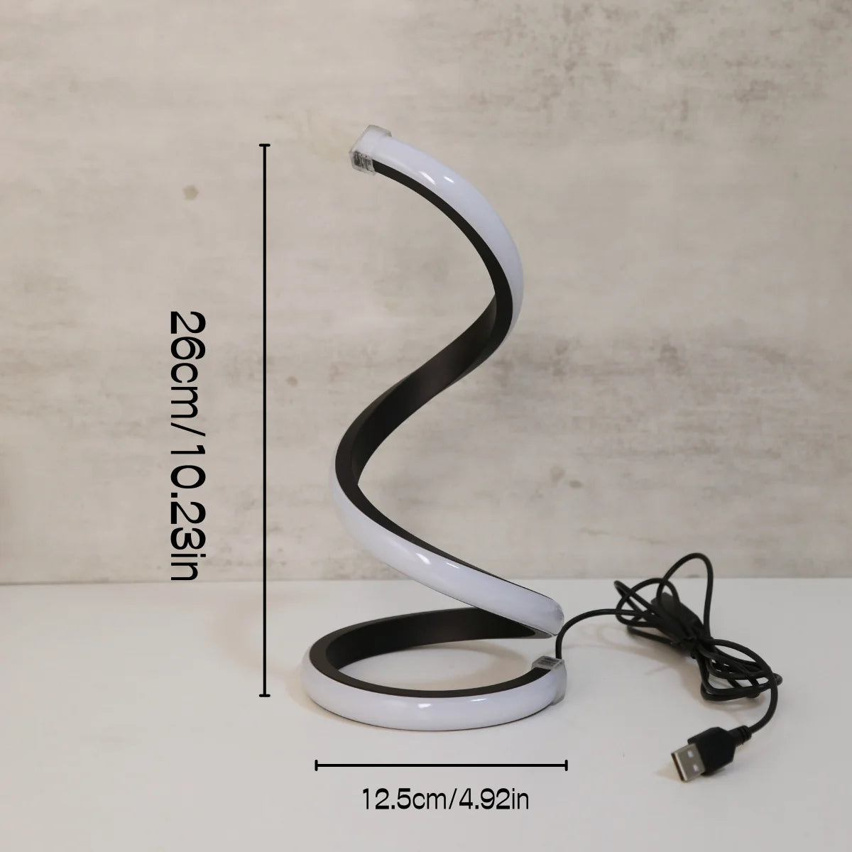 Sculptural Spiral LED Desk Lamp — Tri-Color USB Table Light