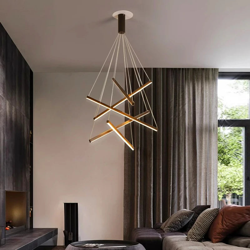 Multi-Head Brushed Steel Chandelier — Dimmable Smart Ceiling Light for Living & Dining Room