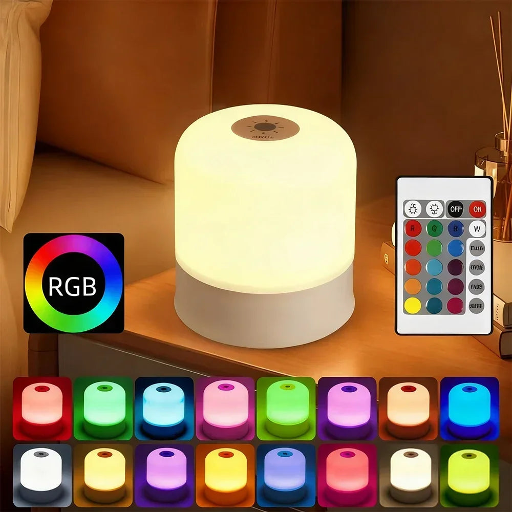 Touchscreen RGB Desk Lamp — Dimmable Rechargeable Bedside Light