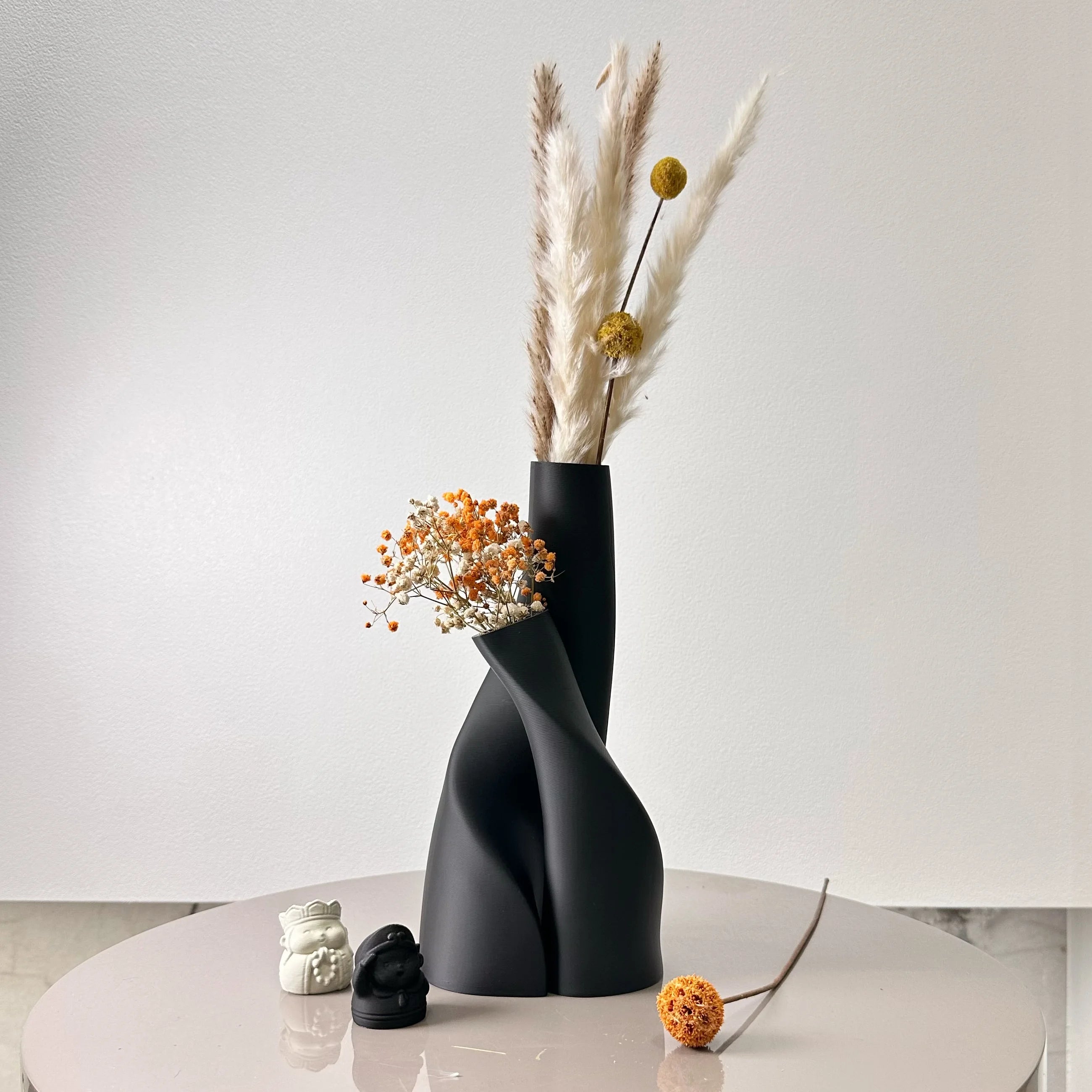 Special-Shaped Double Vase Set (2-Piece) — Sculptural Dried Flower Duo