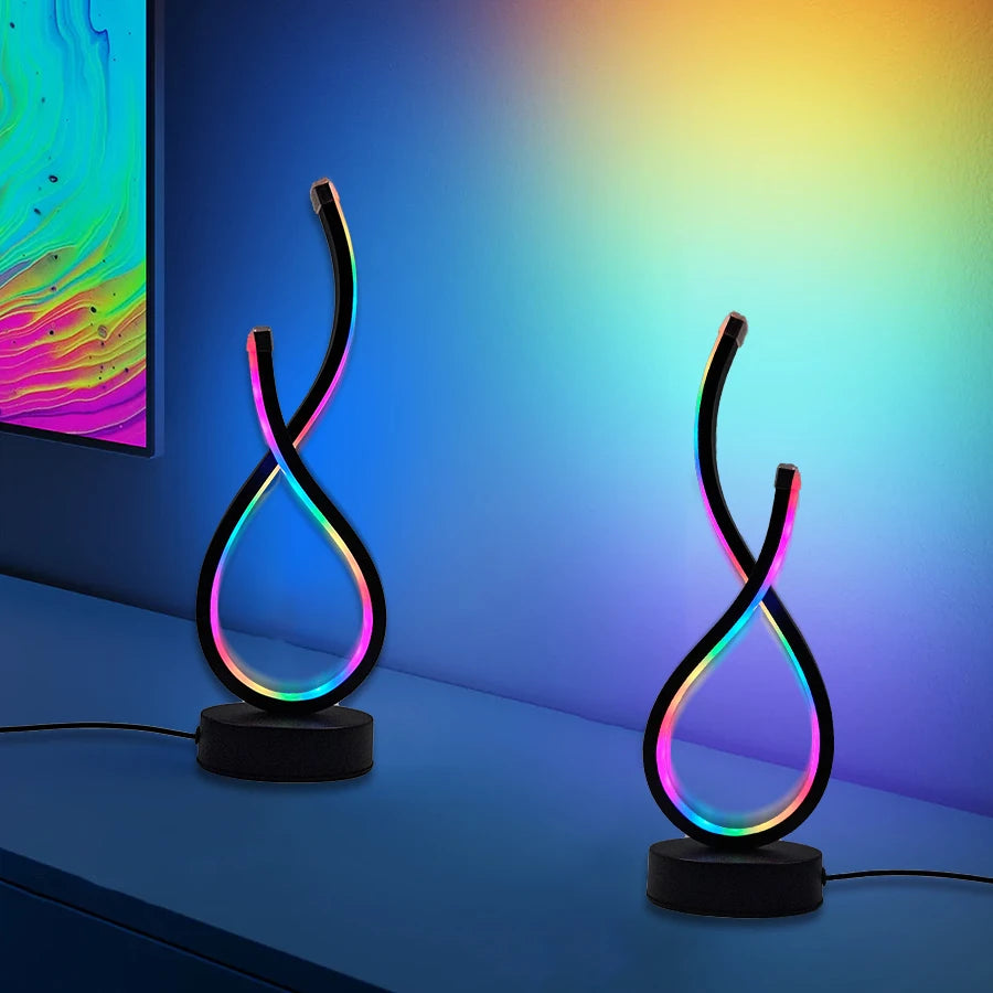 Modern LED Desk Lamp — USB-Powered Adjustable Task Light with RGB Accent