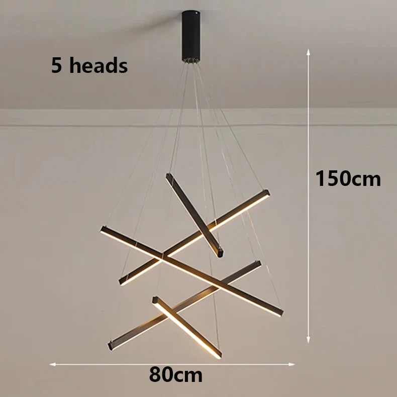 Multi-Head Brushed Steel Chandelier — Dimmable Smart Ceiling Light for Living & Dining Room