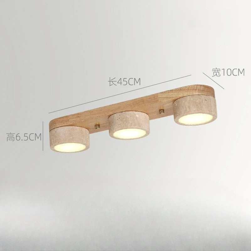 Walnut Gypsum Corridor Ceiling Light — Multi-Head Hallway Fixture