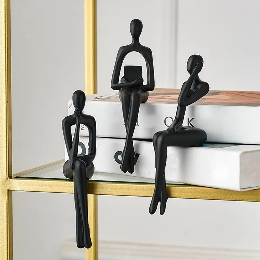 Abstract Desktop Thinker Figurine — Resin Nordic Office Sculpture