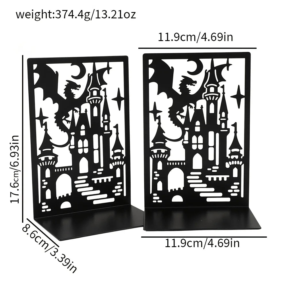 Metal Decorative Bookends — Heavy-Duty Shelf Organizer Set