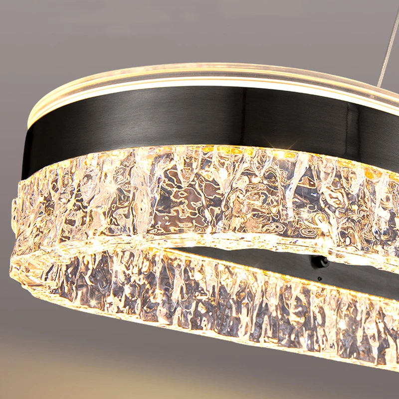 Linear LED Strip Chandelier — Gold & Black Modern Ceiling Light