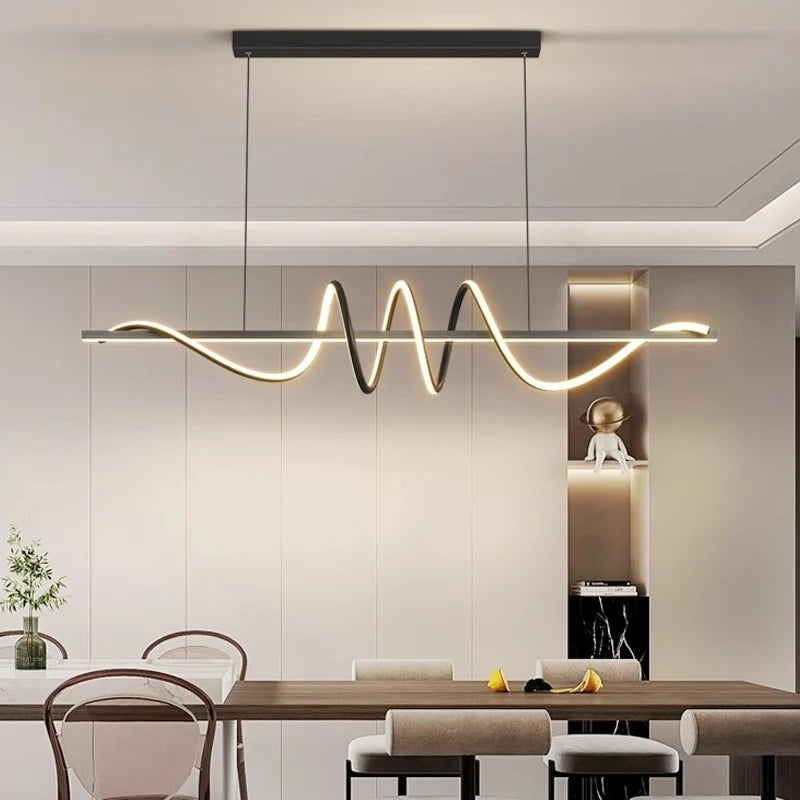 Spiral Linear Pendant Chandelier — Stepless Dimming Kitchen Island Light
