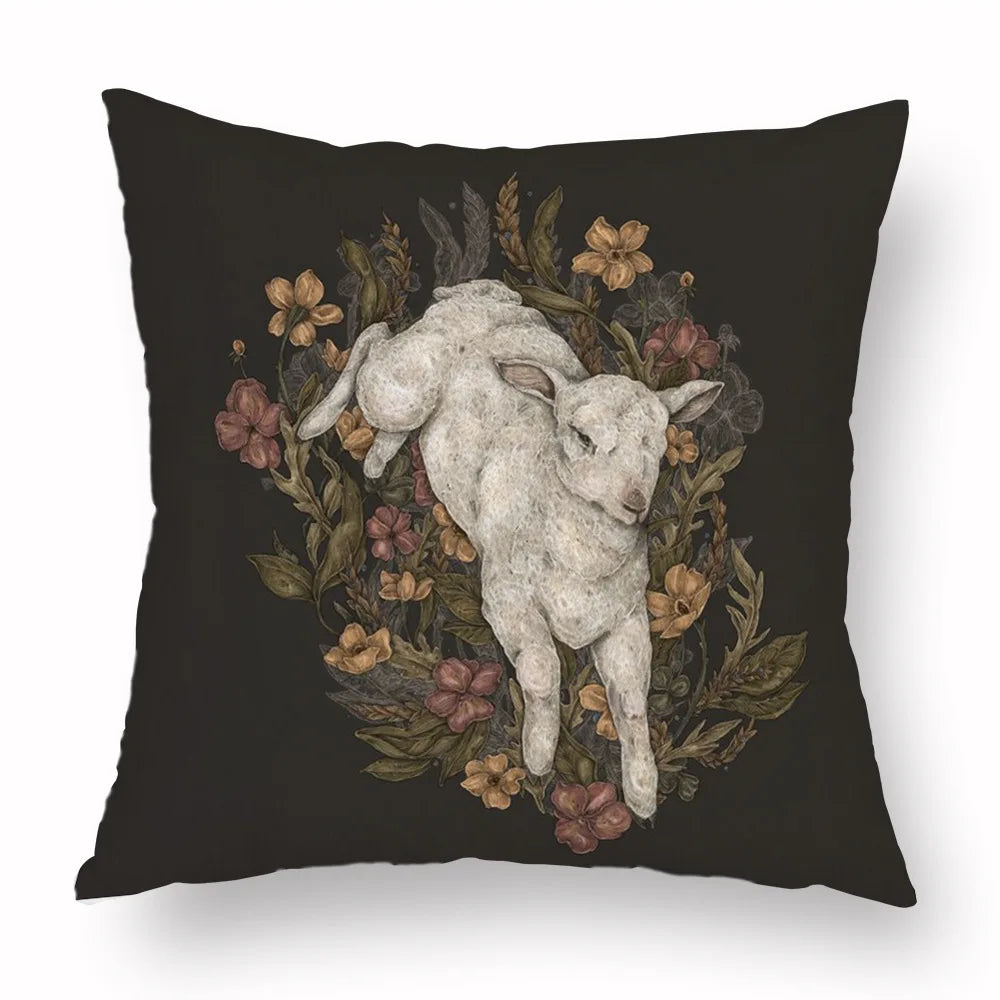 Woven Animal Print Pillow Cover — Textured Sofa & Car Cushion