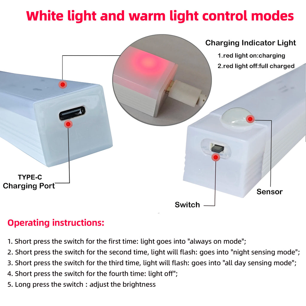 Rechargeable Motion Sensor Light Strip — Magnetic Closet & Stair Lamp