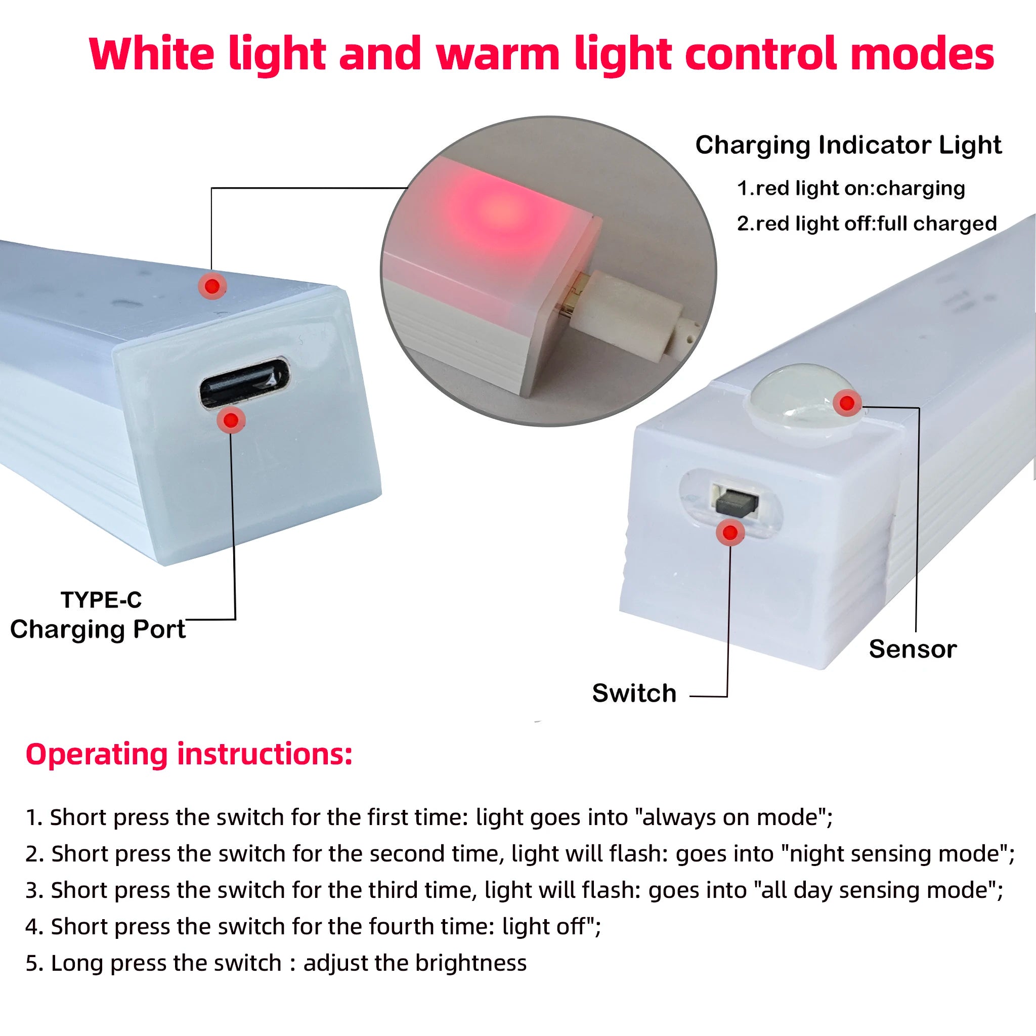 Rechargeable Motion Sensor Light Strip — Magnetic Closet & Stair Lamp
