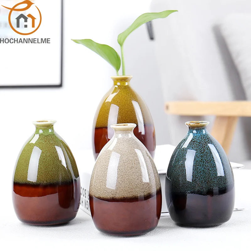 Glazed Ceramic Flower Vase — Modern Home Accent Craft Ornament
