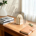 Travertine Natural Marble Bookend — Sculptural Stone Desk Accessory