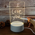 LED Acrylic Message Board Night Light — Erasable Desk Memo Lamp