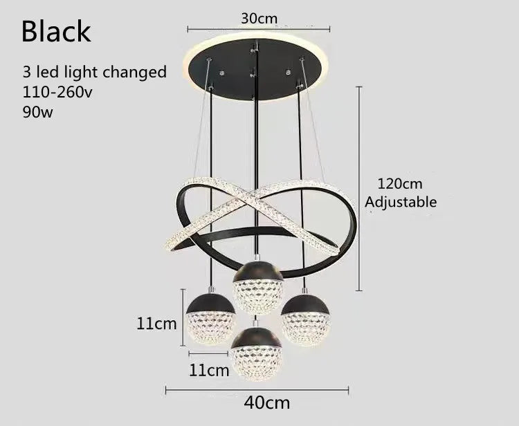 Nordic Tri-Color LED Chandelier — Modern Dining & Living Room Ceiling Light