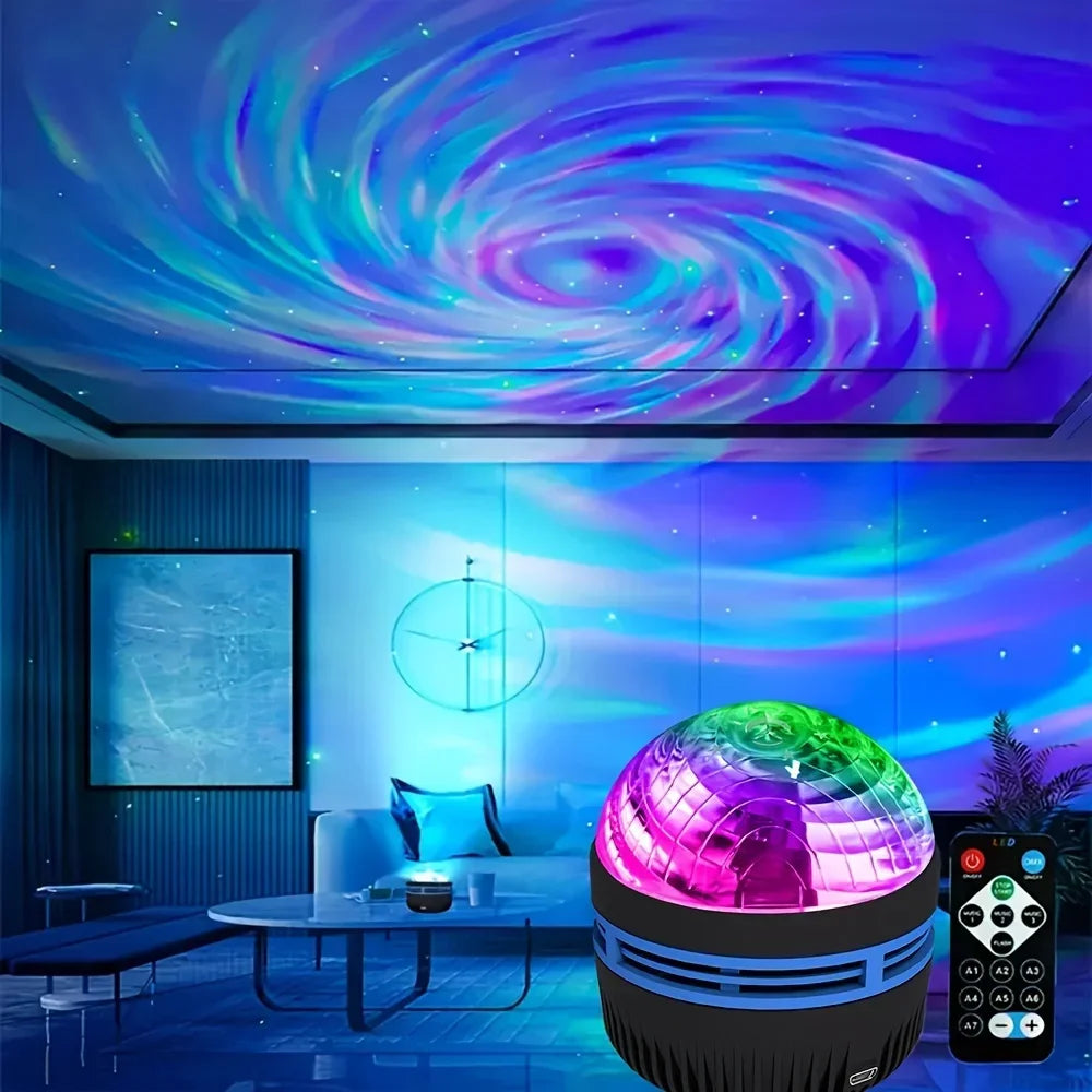 LED Galaxy Projector Night Light — Remote Control Star & Aurora Projection