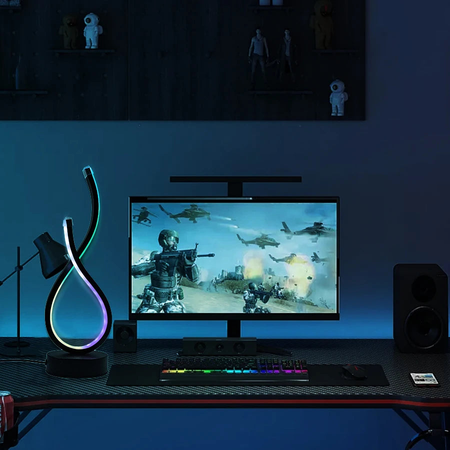 Modern LED Desk Lamp — USB-Powered Adjustable Task Light with RGB Accent