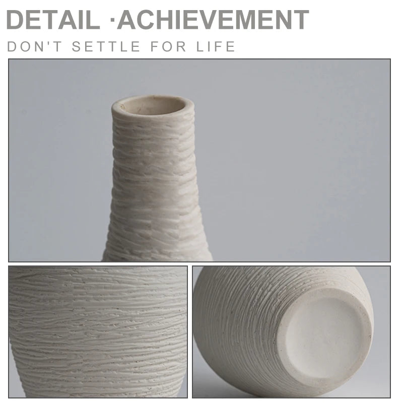 Nordic Narrow-Mouth Ceramic Vase — Luxury Desktop & Living Room Decor
