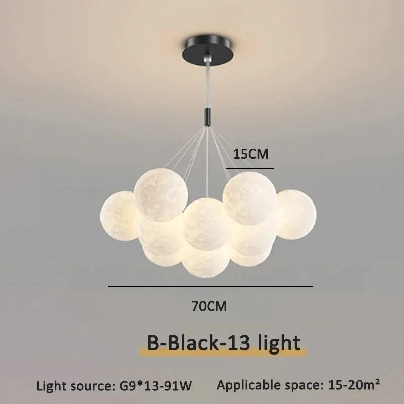Cream Ball Cluster Chandelier — Modern Orb Pendant Ceiling Light