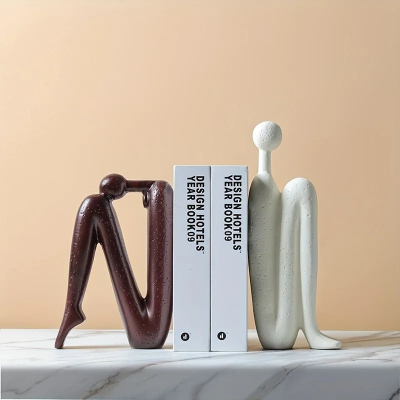 Back-to-Back Figures Ceramic Sculpture — Modern Vintage Abstract Decor
