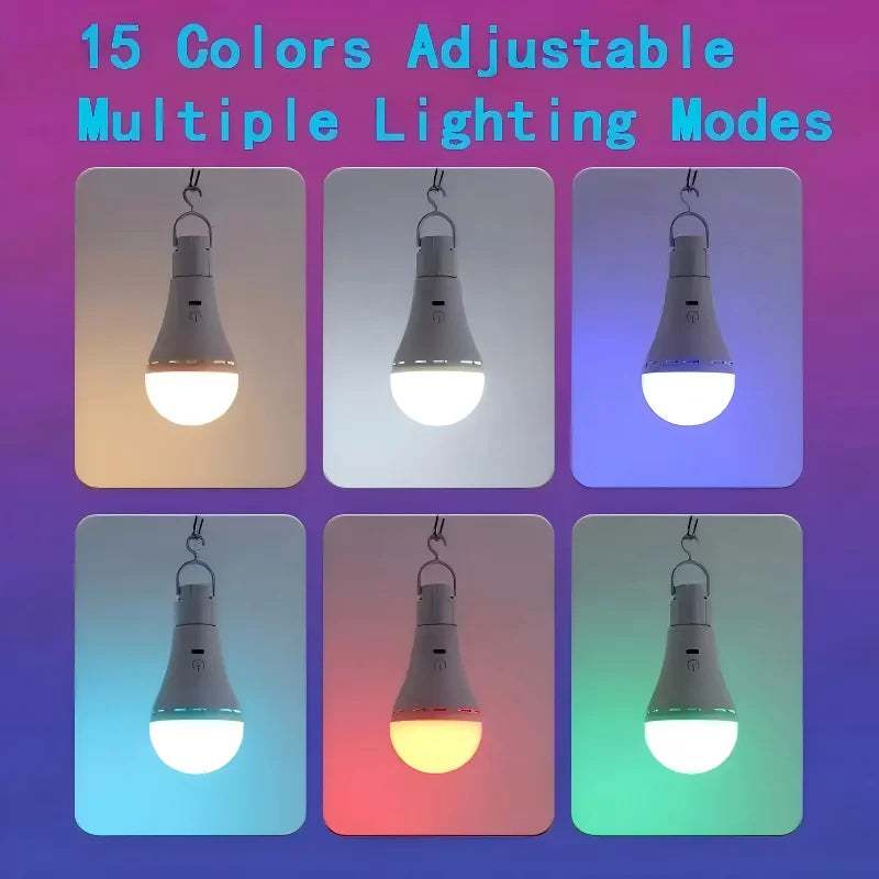 Rechargeable RGB Light Bulb — Remote Control Battery-Powered Smart Light