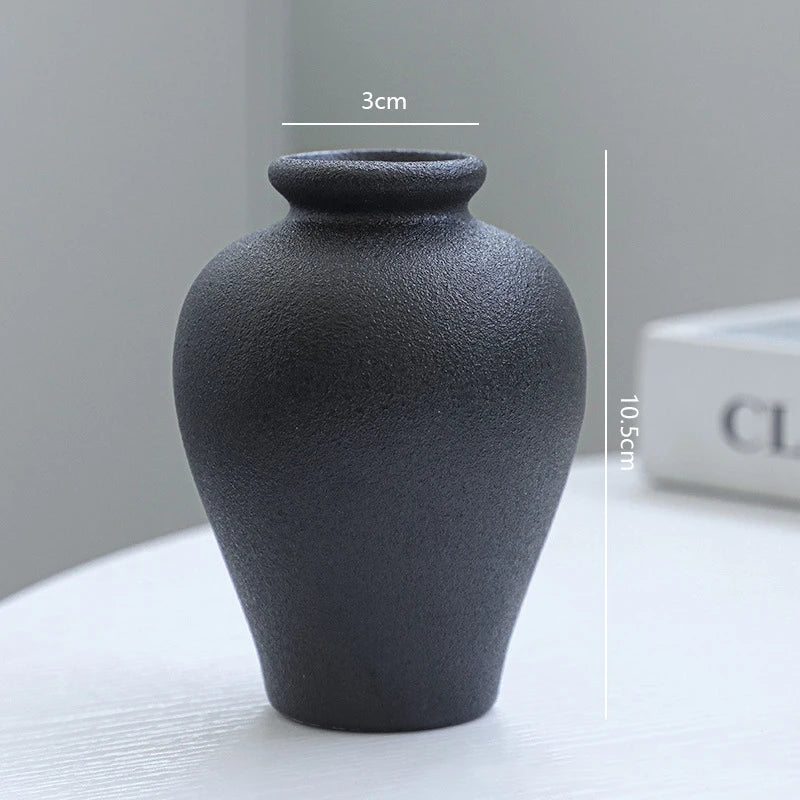 Matte Black Ceramic Vase Set (5-Piece) — Modern Minimalist Centerpieces
