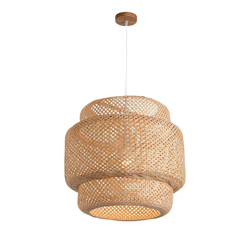 Hand-Woven Bamboo Lantern Pendant Light — Vintage Dining & Bedroom Fixture