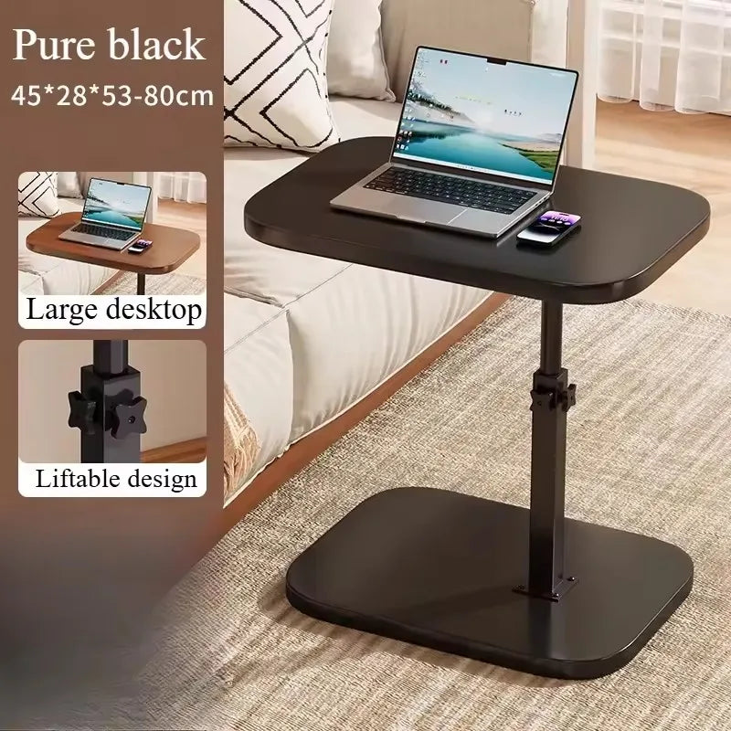 Adjustable Height Wooden Side Table — Portable Sofa & Office Accent Table