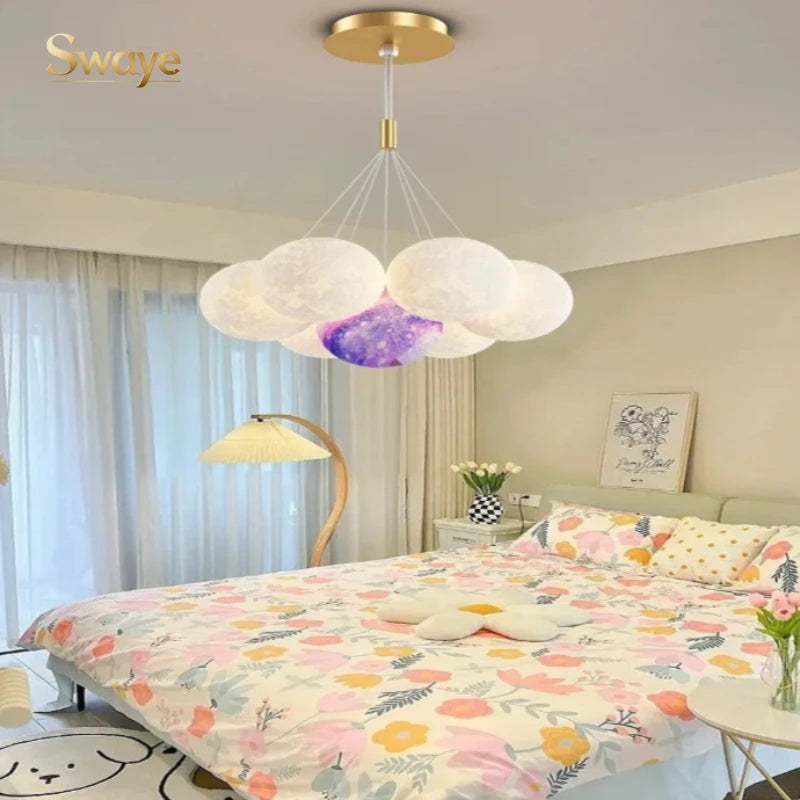 Cream Ball Cluster Chandelier — Modern Orb Pendant Ceiling Light