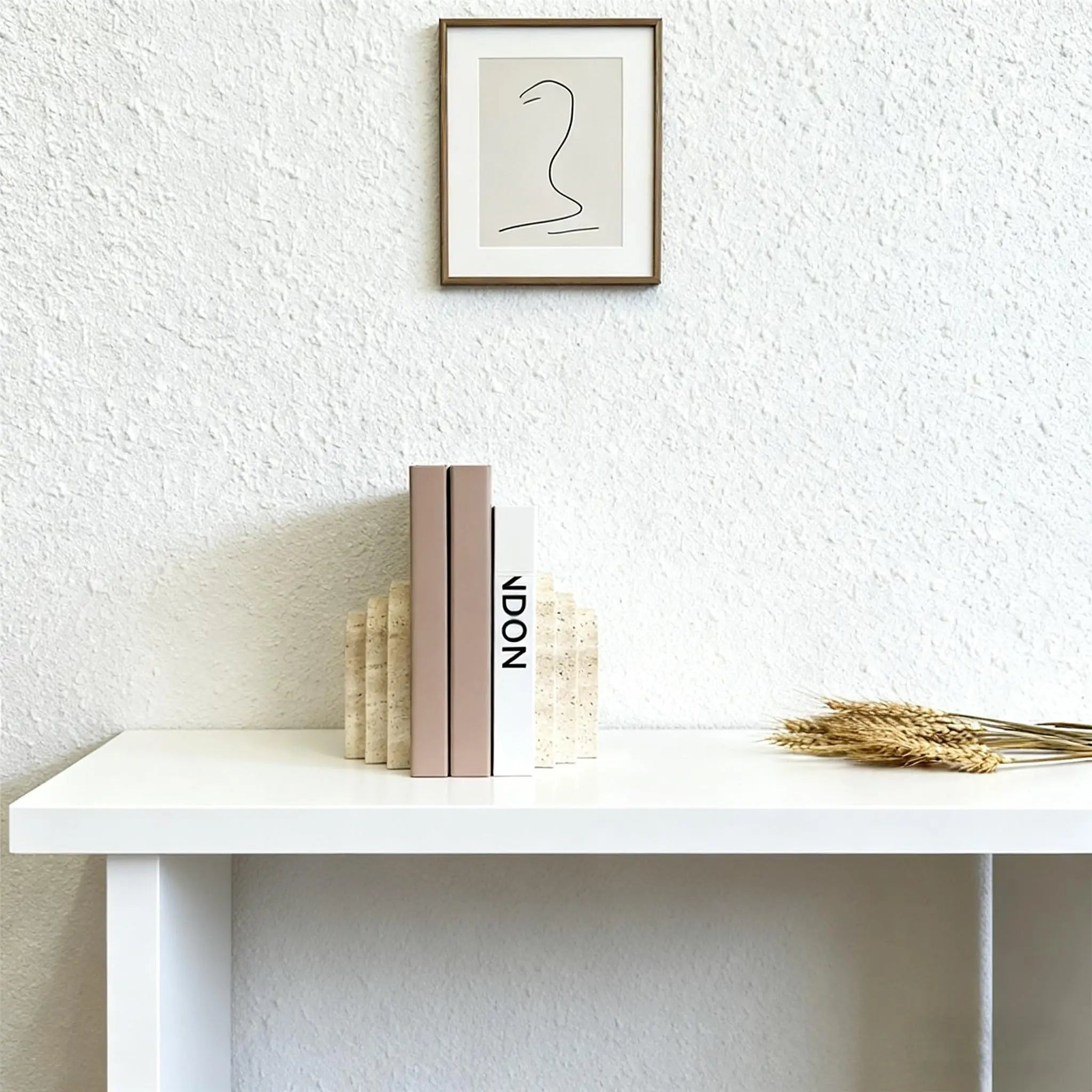 Travertine Natural Marble Bookend — Sculptural Stone Desk Accessory