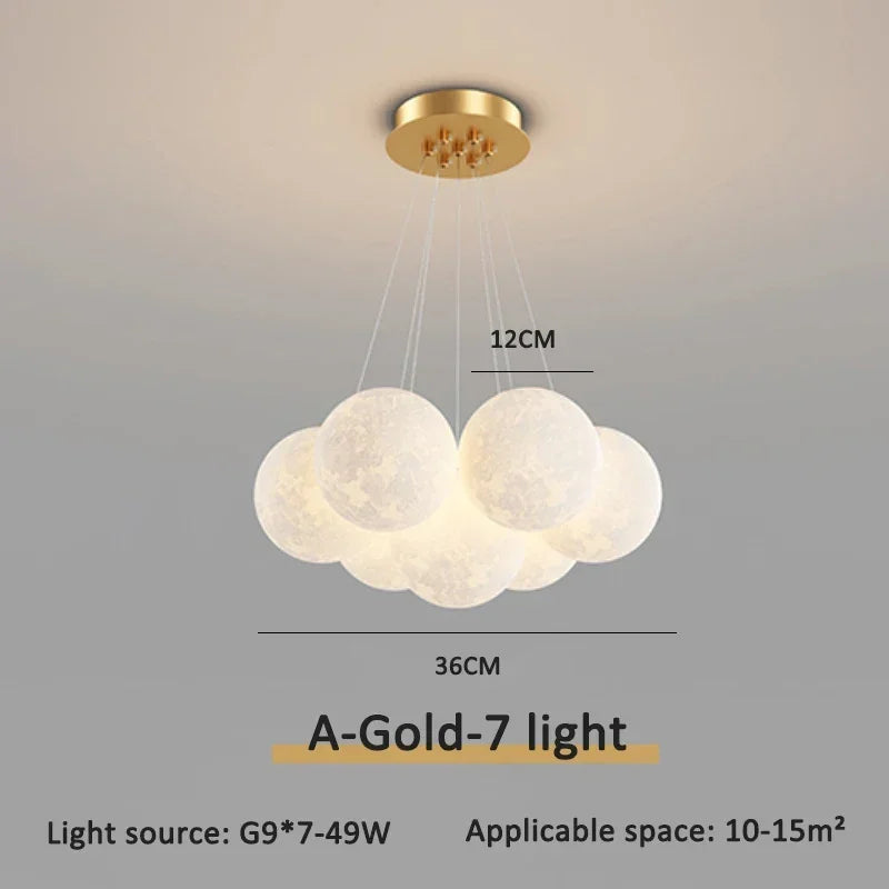 Cream Ball Cluster Chandelier — Modern Orb Pendant Ceiling Light