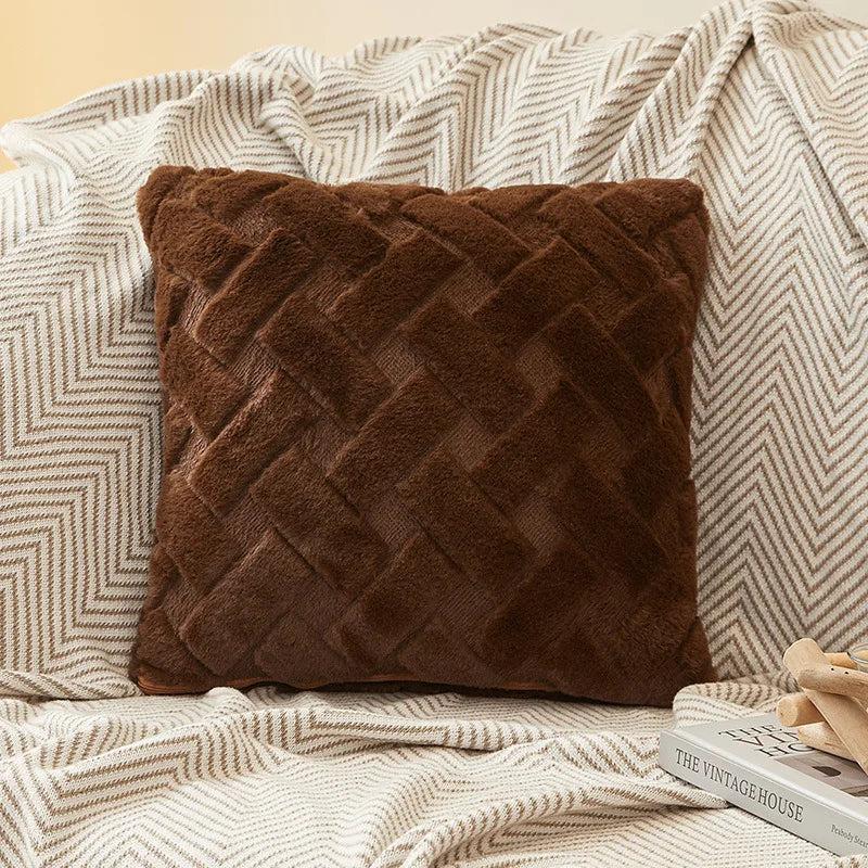 Plush Knit Throw Pillow Cover — Soft Square & Lumbar Cushion Cover