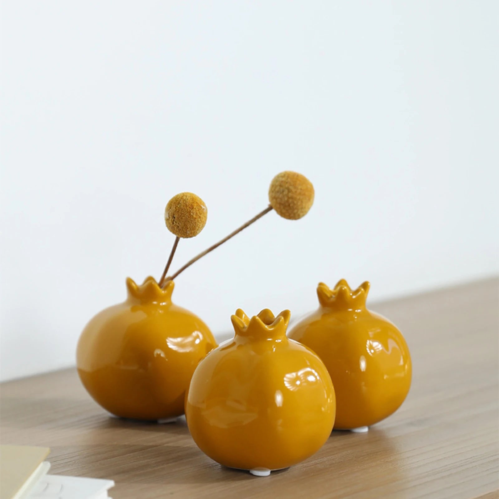 Pomegranate Porcelain Vase — Traditional Chinese-Style Desk Ornament