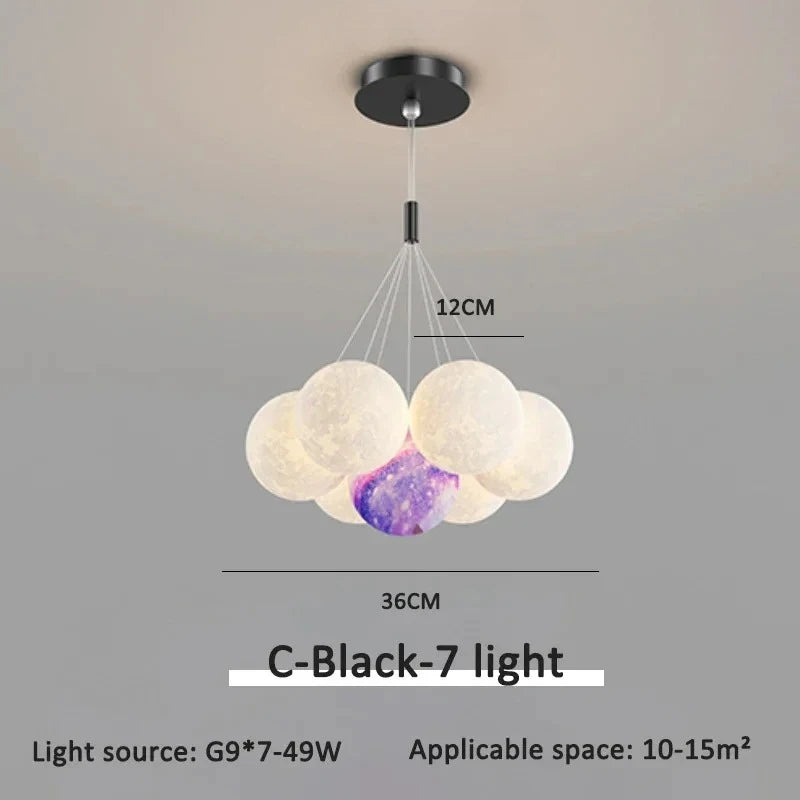 Cream Ball Cluster Chandelier — Modern Orb Pendant Ceiling Light