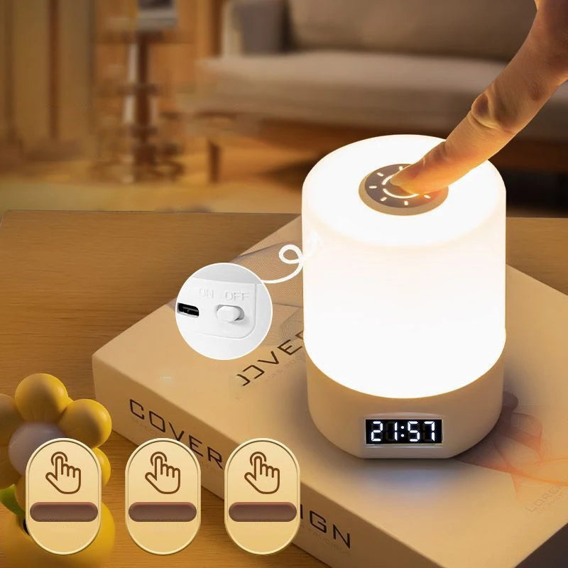 Touch-Control Desk Lamp with Calendar Clock — Dimmable Rechargeable Light