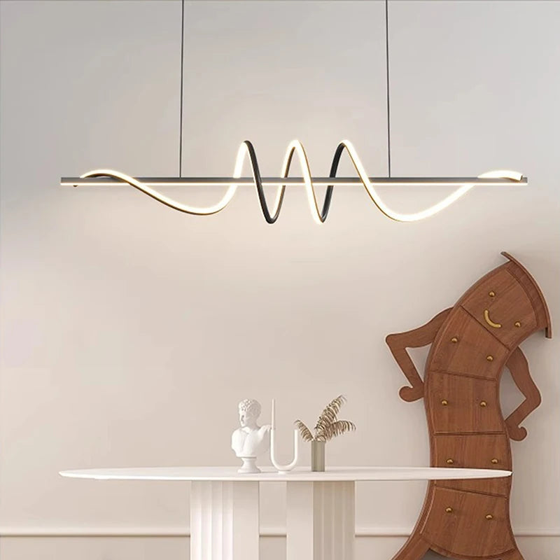 Spiral Linear Pendant Chandelier — Stepless Dimming Kitchen Island Light